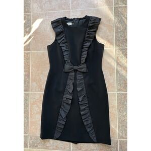 Teri Jon by Rickie Freeman Black Ruffle-Bow Waist Sleeveless Pencil Dress‎ 8